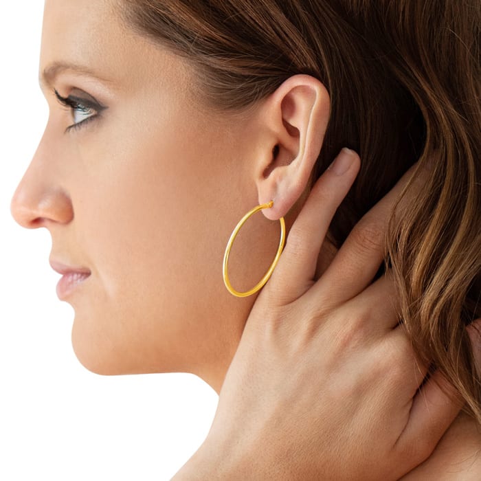 40MM Classic Hoop Earrings In 14 Karat Yellow Gold Over Sterling Silver