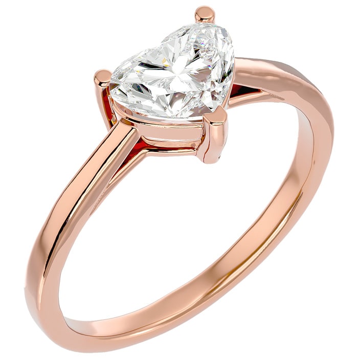 Heart Solitaire Ring, Halo Heart Ring, Rosegold Ring, Engagement Ring,  Promise Ring, Heart Ring, Pink Heart Ring, Proposal Ring, Silver Ring 