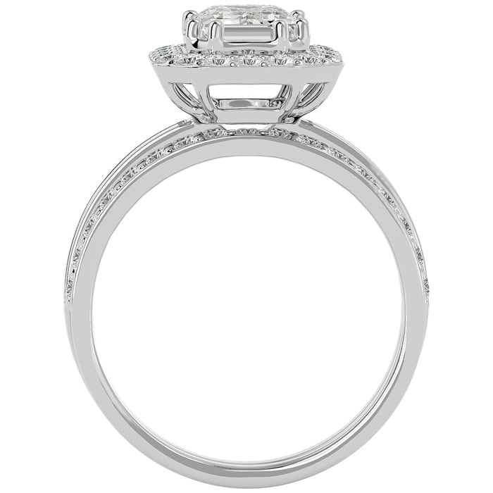2 1/2 Carat Emerald Cut Diamond Bridal Set In 14 Karat White Gold