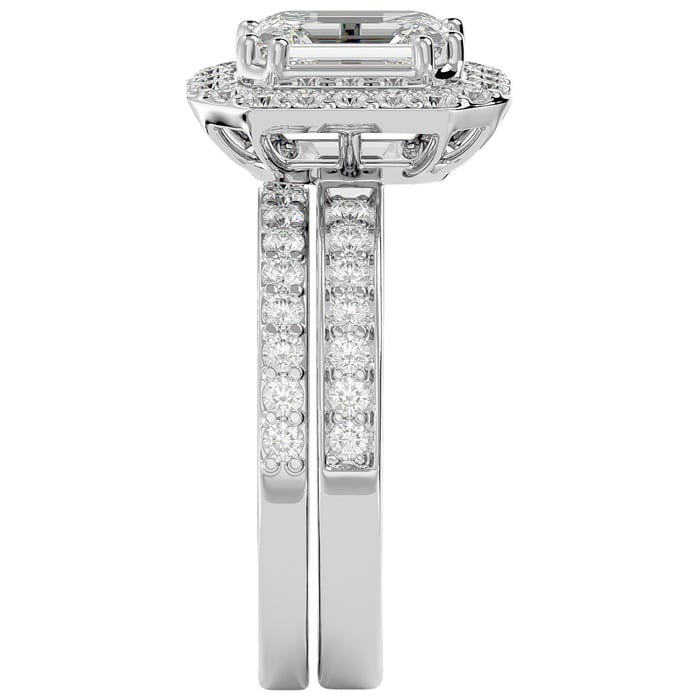 2 1/2 Carat Emerald Cut Diamond Bridal Set In 14 Karat White Gold