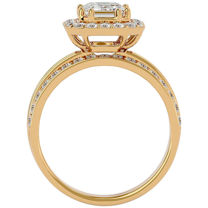 2 1/2 Carat Emerald Cut Diamond Bridal Set In 14 Karat Yellow Gold
