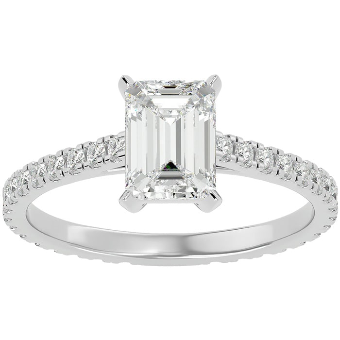 2 Carat Emerald Cut Diamond Engagement Ring In 14 Karat White Gold