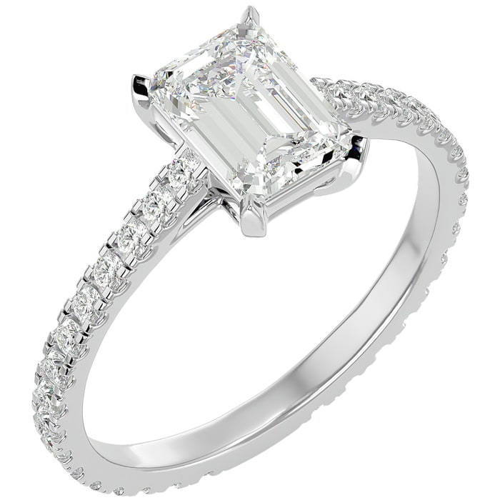 2 Carat Emerald Cut Diamond Engagement Ring In 14 Karat White Gold