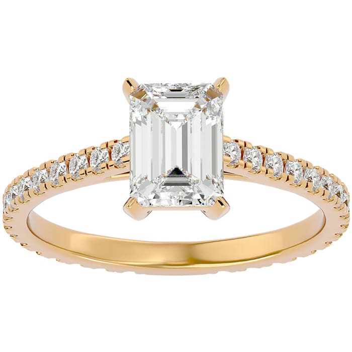 2 Carat Emerald Cut Diamond Engagement Ring In 14 Karat Yellow Gold