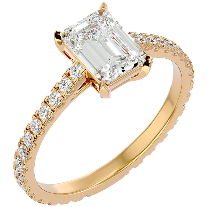 2 Carat Emerald Cut Diamond Engagement Ring In 14 Karat Yellow Gold