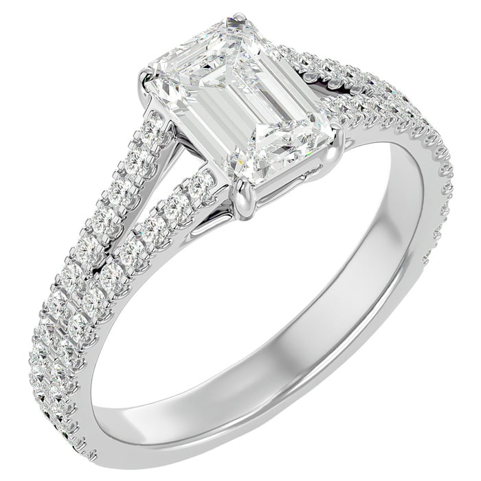 2 Carat Emerald Cut Diamond Engagement Ring In 14 Karat White Gold