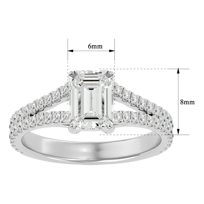 2 Carat Emerald Cut Diamond Engagement Ring In 14 Karat White Gold