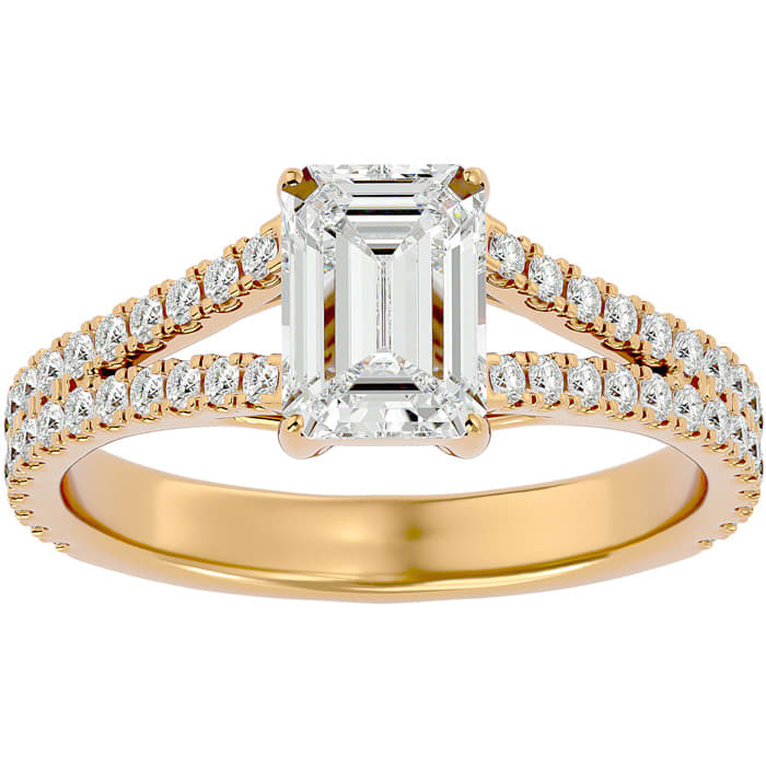2 Carat Emerald Cut Diamond Engagement Ring In 14 Karat Yellow Gold
