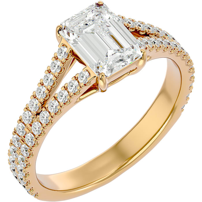 2 Carat Emerald Cut Diamond Engagement Ring In 14 Karat Yellow Gold