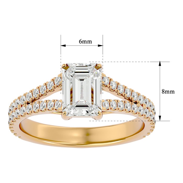 2 Carat Emerald Cut Diamond Engagement Ring In 14 Karat Yellow Gold