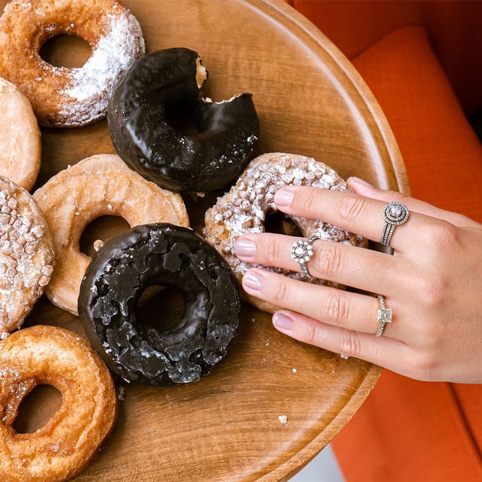 4 1/4 Carat Round Shape Diamond Bridal Set With Two Bands In 14 Karat White Gold