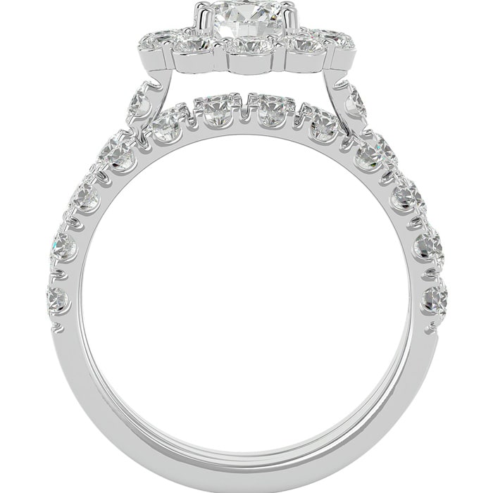 4 1/4 Carat Round Shape Diamond Bridal Set With Two Bands In 14 Karat White Gold