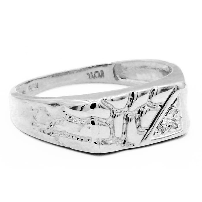 Mens white clearance gold nugget ring