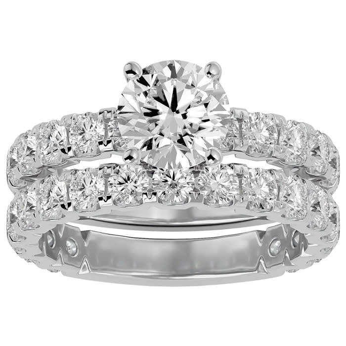 3 1/2 Carat Round Diamond Bridal Set In 14 Karat White Gold