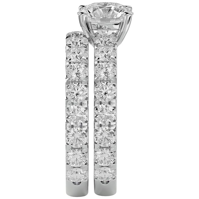 3 1/2 Carat Round Diamond Bridal Set In 14 Karat White Gold