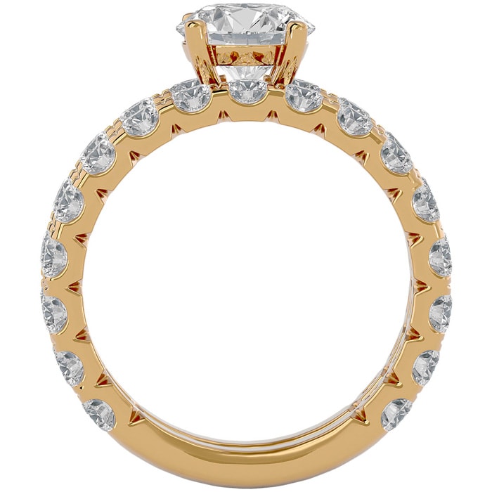 3 1/2 Carat Round Diamond Bridal Set In 14 Karat Yellow Gold