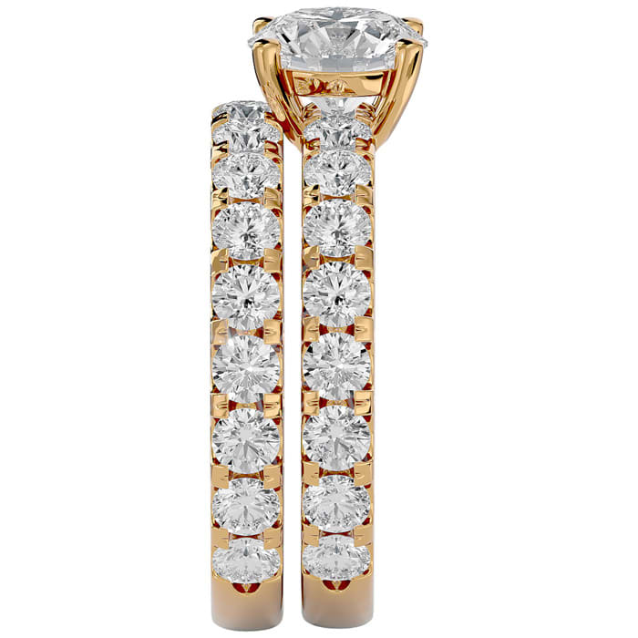 3 1/2 Carat Round Diamond Bridal Set In 14 Karat Yellow Gold