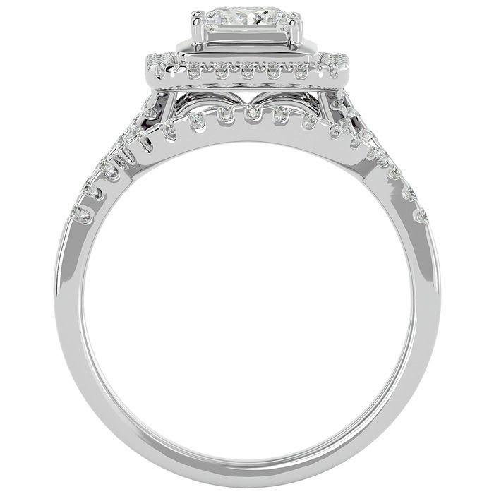 1 1/4 Carat Princess Shape Diamond Bridal Set In 14 Karat White Gold