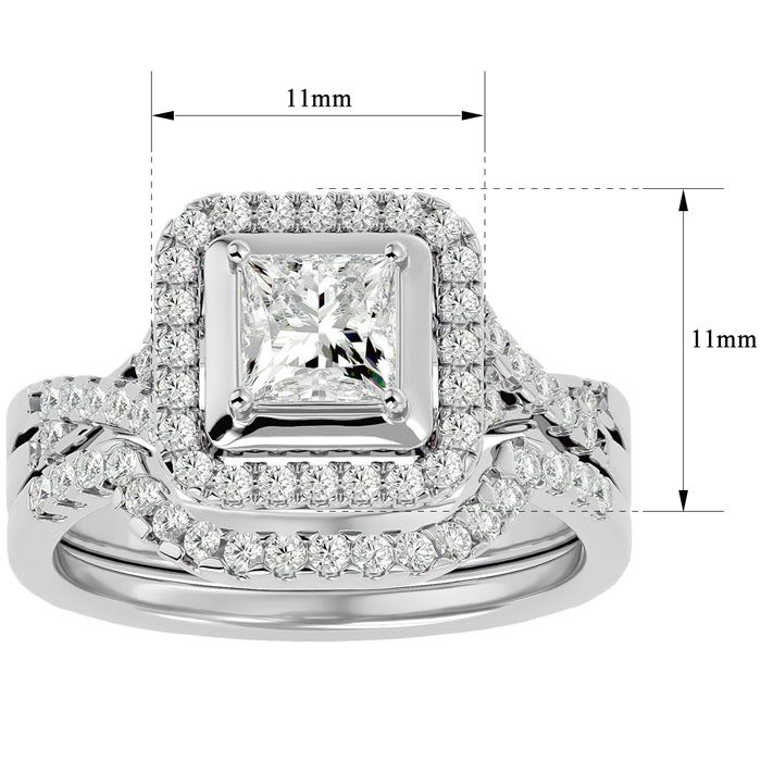 1 1/4 Carat Princess Shape Diamond Bridal Set In 14 Karat White Gold