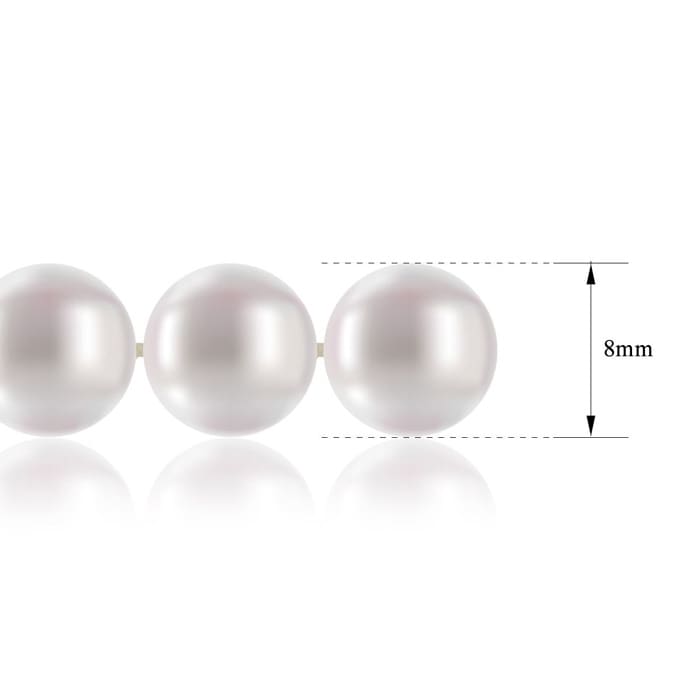 24 inch 8mm AA+ Pearl Necklace With 14K Yellow Gold Clasp
