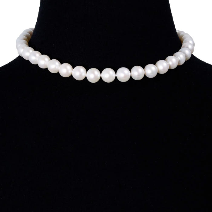 16 inch 10mm AA+ Pearl Necklace With 14K Yellow Gold Clasp
