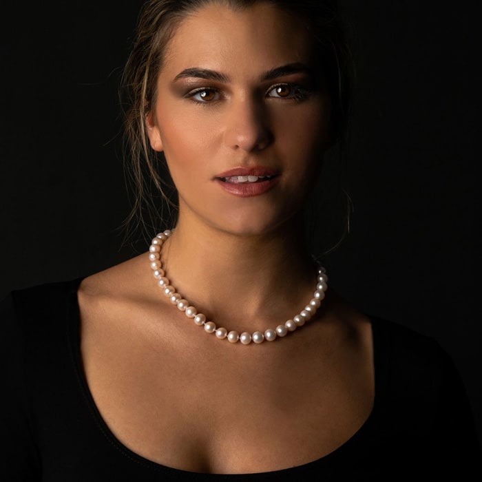 18 inch 10mm AA+ Pearl Necklace With 14K Yellow Gold Clasp
