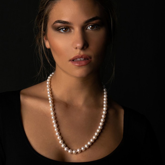 24 inch 10mm AA+ Pearl Necklace With 14K Yellow Gold Clasp
