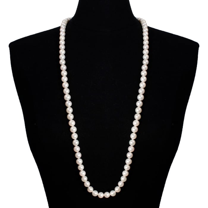 36 inch 10mm AA+ Pearl Necklace With 14K Yellow Gold Clasp
