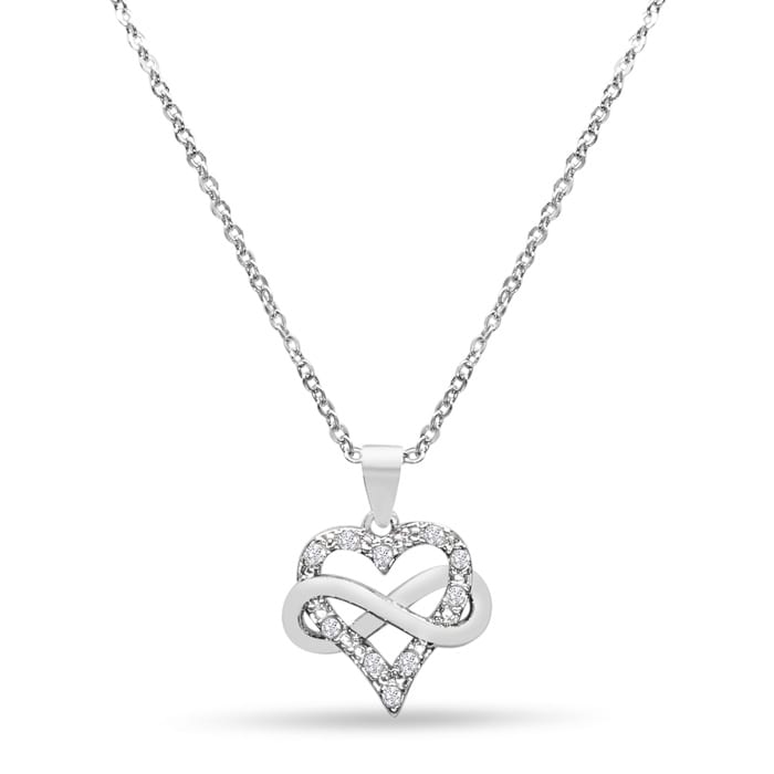 10 Diamond Natural Rose Cut Diamond Infinity Heart Necklace With Free Chain, 18 Inches. Brand New & Very Cute!