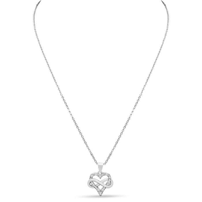 10 Diamond Natural Rose Cut Diamond Infinity Heart Necklace With Free Chain, 18 Inches. Brand New & Very Cute!