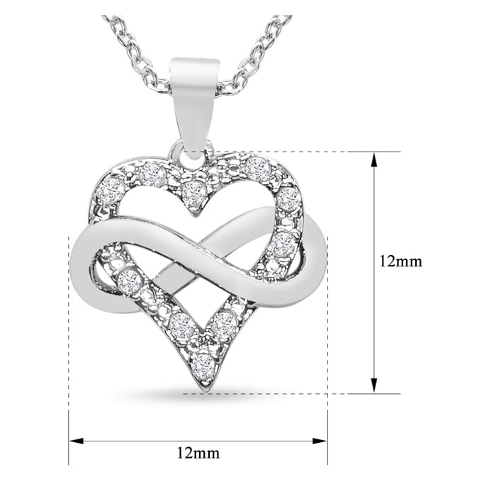 10 Diamond Natural Rose Cut Diamond Infinity Heart Necklace With Free Chain, 18 Inches. Brand New & Very Cute!
