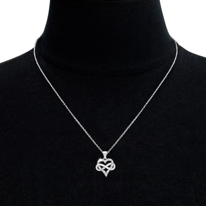 10 Diamond Natural Rose Cut Diamond Infinity Heart Necklace With Free Chain, 18 Inches. Brand New & Very Cute!
