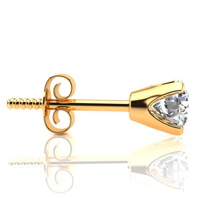 SINGLE 0.55 Carat Colorless Diamond Stud Earring In 14 Karat Yellow Gold. Very Rare Size, Amazing Price!