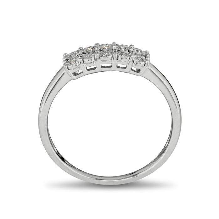 Estate Jewelry .05ct Two Row Diamond Ring in Sterling Silver - 10 Diamonds! Size 7