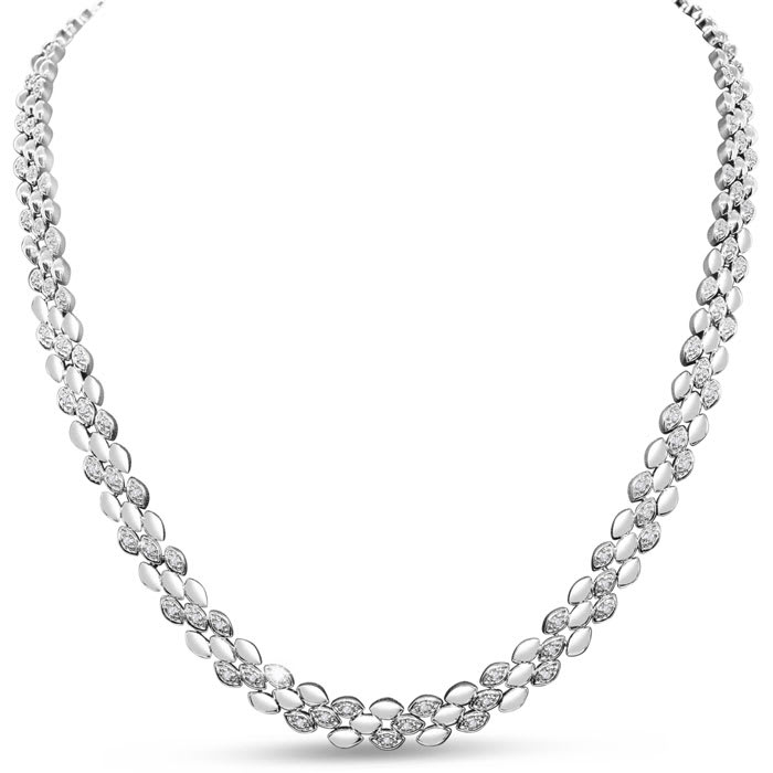 1/4 Carat Diamond Collar Necklace In Platinum Overlay, 16 Inches.  One Time Closeout Deal!