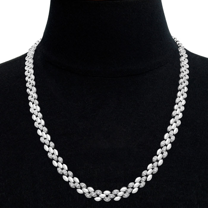 1/4 Carat Diamond Collar Necklace In Platinum Overlay, 16 Inches.  One Time Closeout Deal!