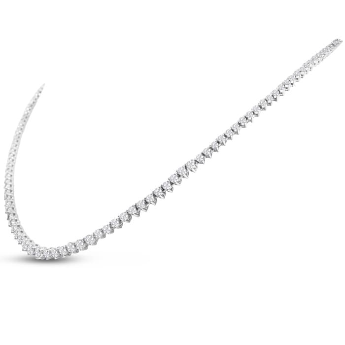 Graduated 5 1/2 Carat Diamond Tennis Necklace In 14 Karat White Gold, 18 Inches