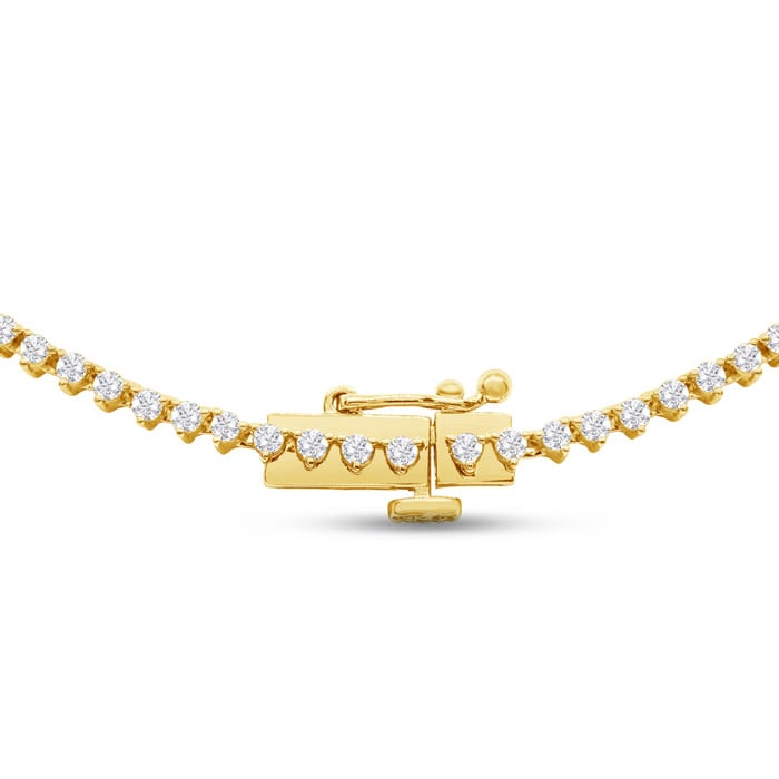 Graduated 5 1/2 Carat Diamond Tennis Necklace In 14 Karat Yellow Gold, 18 Inches
