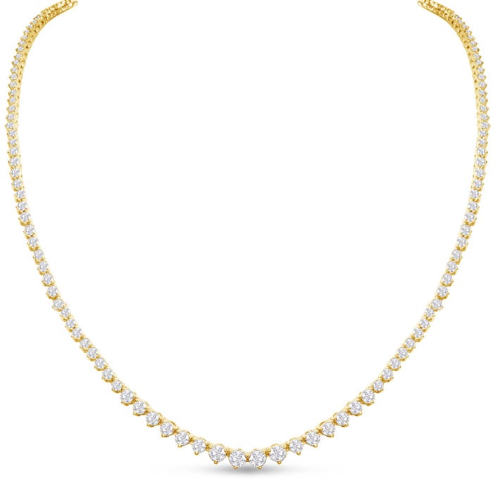 Graduated 7 Carat Diamond Tennis Necklace In 14 Karat Yellow Gold, 24 Inches