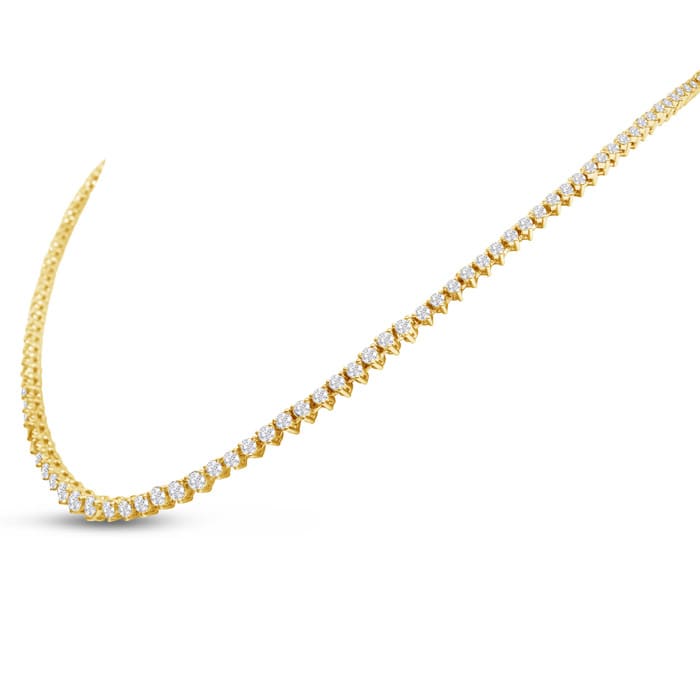 Graduated 7 Carat Diamond Tennis Necklace In 14 Karat Yellow Gold, 24 Inches