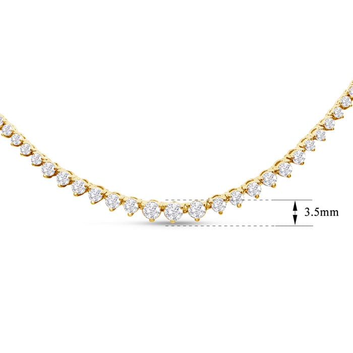 Graduated 7 Carat Diamond Tennis Necklace In 14 Karat Yellow Gold, 24 Inches
