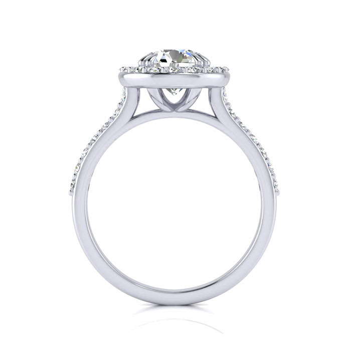 2 Carat Halo Diamond Engagement Ring in Platinum