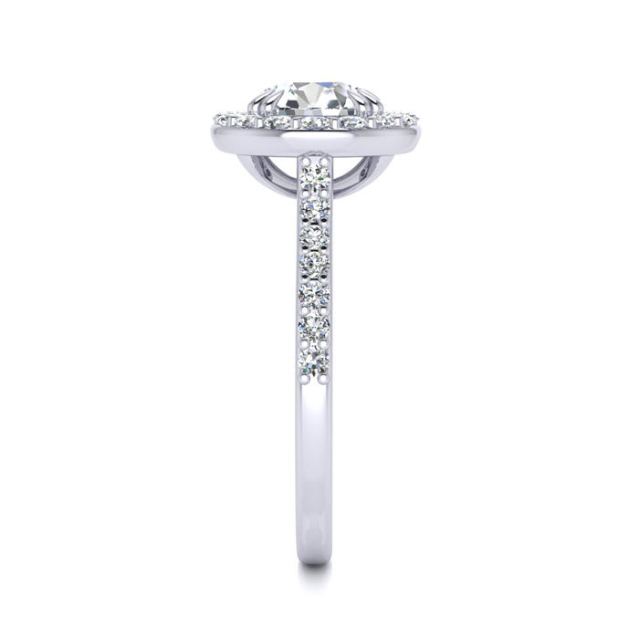 2 Carat Halo Diamond Engagement Ring in Platinum