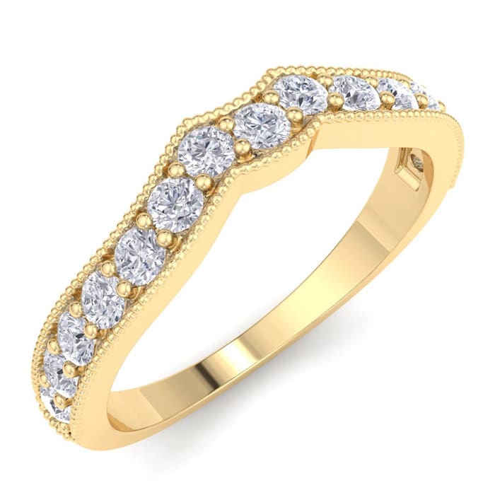 1/2 Carat Diamond Wedding Band Ring in 14 Karat Yellow Gold