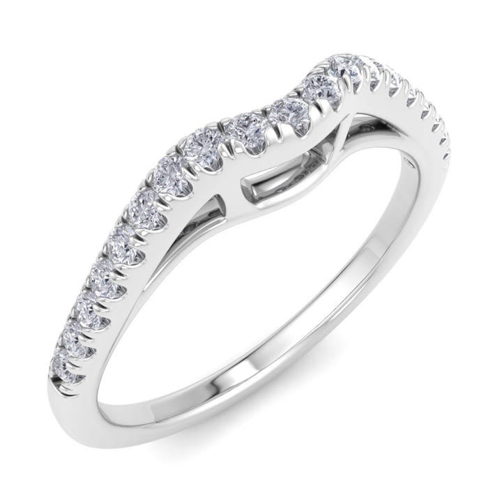 1/5 Carat Diamond Wedding Band In 14 Karat White Gold