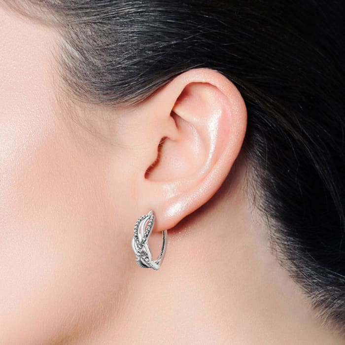 16 Diamond Infinity Diamond Hoop Earrings, 3/4 Inch. Brand New Gorgeous Style!  