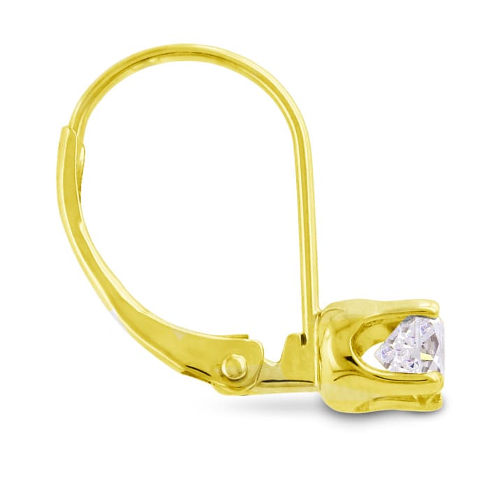 Diamond Drop Earrings: 1/2 Carat Diamond Drop Earrings in 14k Yellow Gold.  Very Popular, Shiny Natural Diamond Earrings