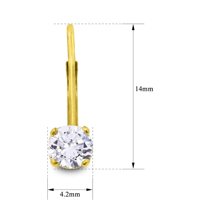 Diamond Drop Earrings: 1/2 Carat Diamond Drop Earrings in 14k Yellow Gold.  Very Popular, Shiny Natural Diamond Earrings