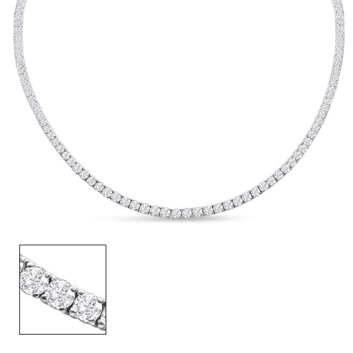 11 Carat Diamond Tennis Necklace In 14 Karat White Gold, 18 Inches