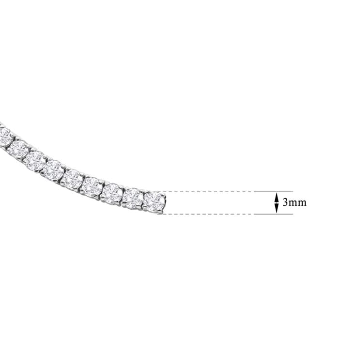 13 Carat Diamond Tennis Necklace In 14 Karat White Gold, 22 Inches
